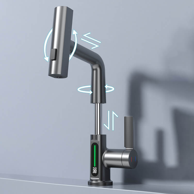 Intelligent digital display pull-out faucet
