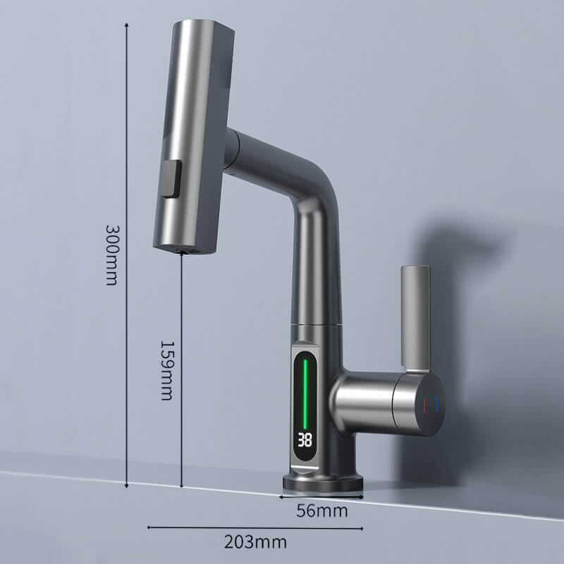 Intelligent digital display pull-out faucet
