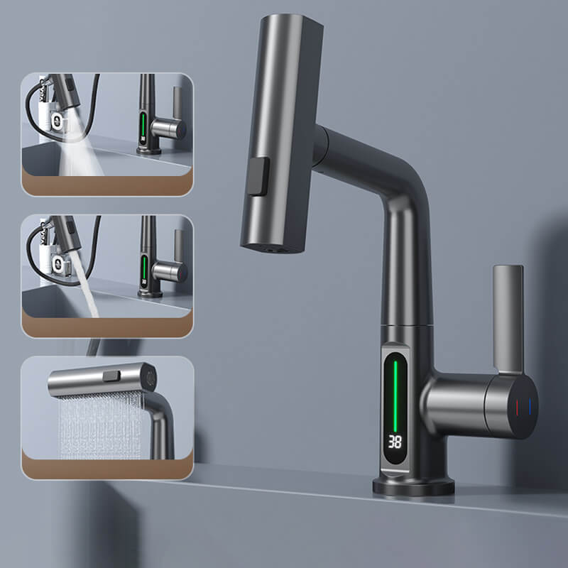 Intelligent digital display pull-out faucet