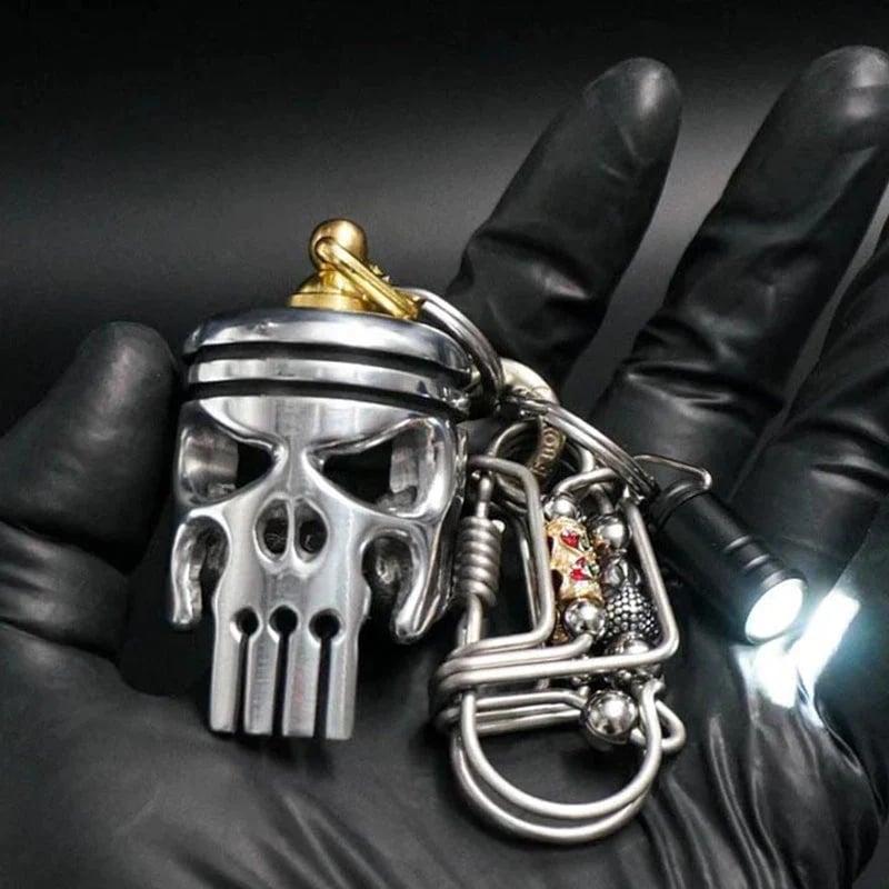 GrimTorque™ - Piston Skull Keychain