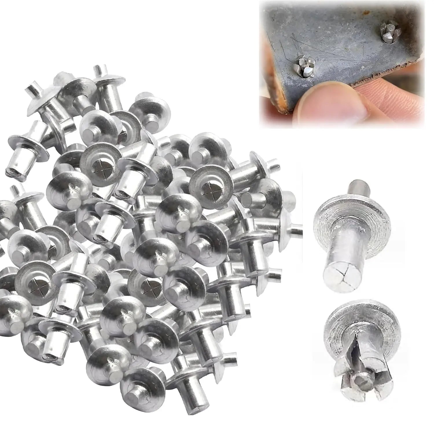 GripNex™ | Aluminum Blind Rivet Pins | Tool-free Fastening (100 pieces)