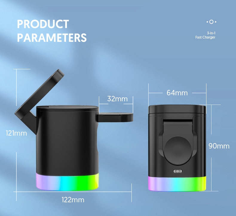 HexHub™ - 4-in-1 MagSafe Wireless Fast Charging Dock With RGB Lighting
