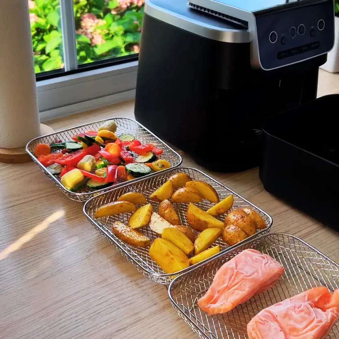 Stackable Air Fryer Baskets – More Capacity, Perfect Cooking Results (Set of 3)
