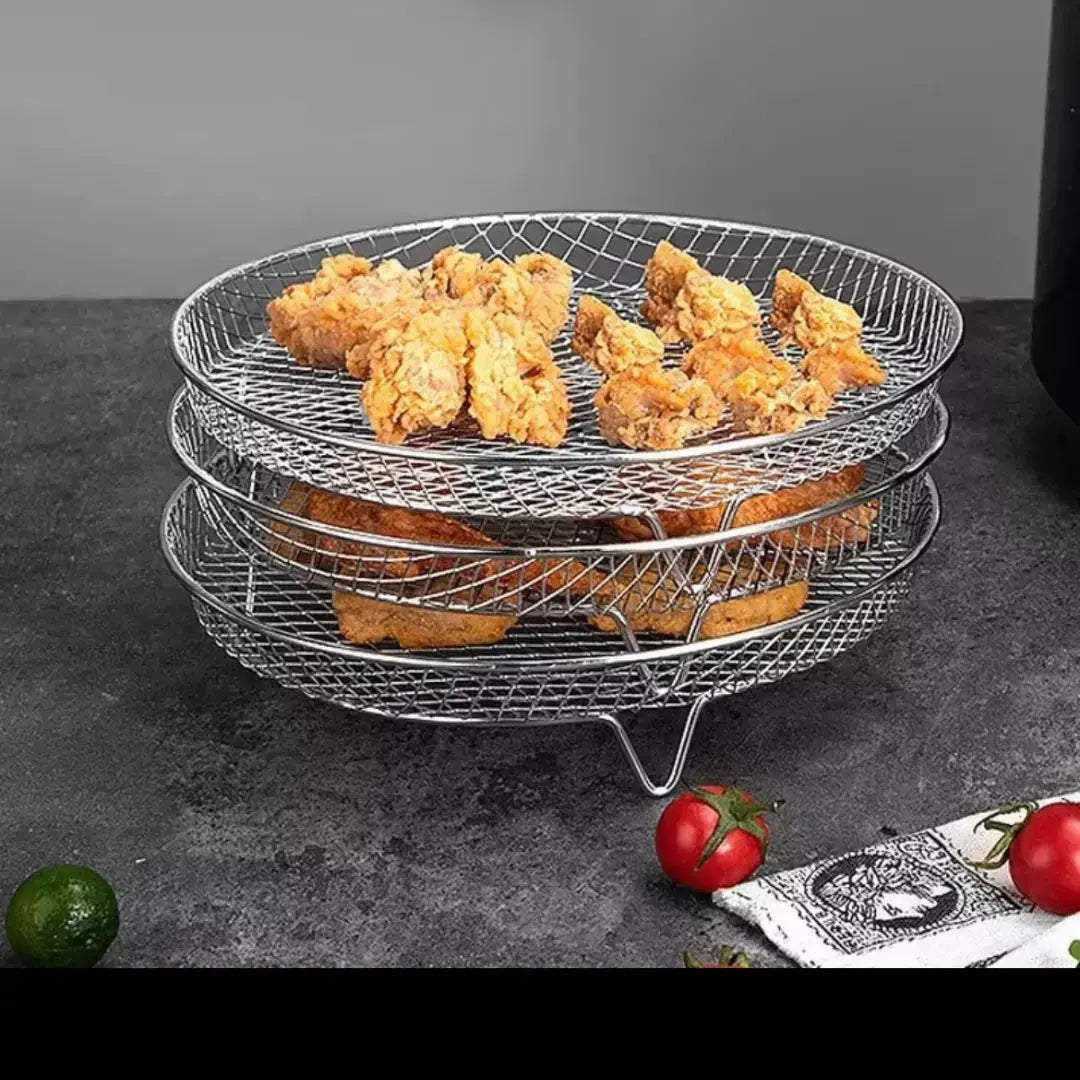Stackable Air Fryer Baskets – More Capacity, Perfect Cooking Results (Set of 3)