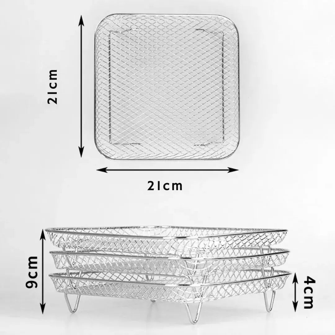 Stackable Air Fryer Baskets – More Capacity, Perfect Cooking Results (Set of 3)