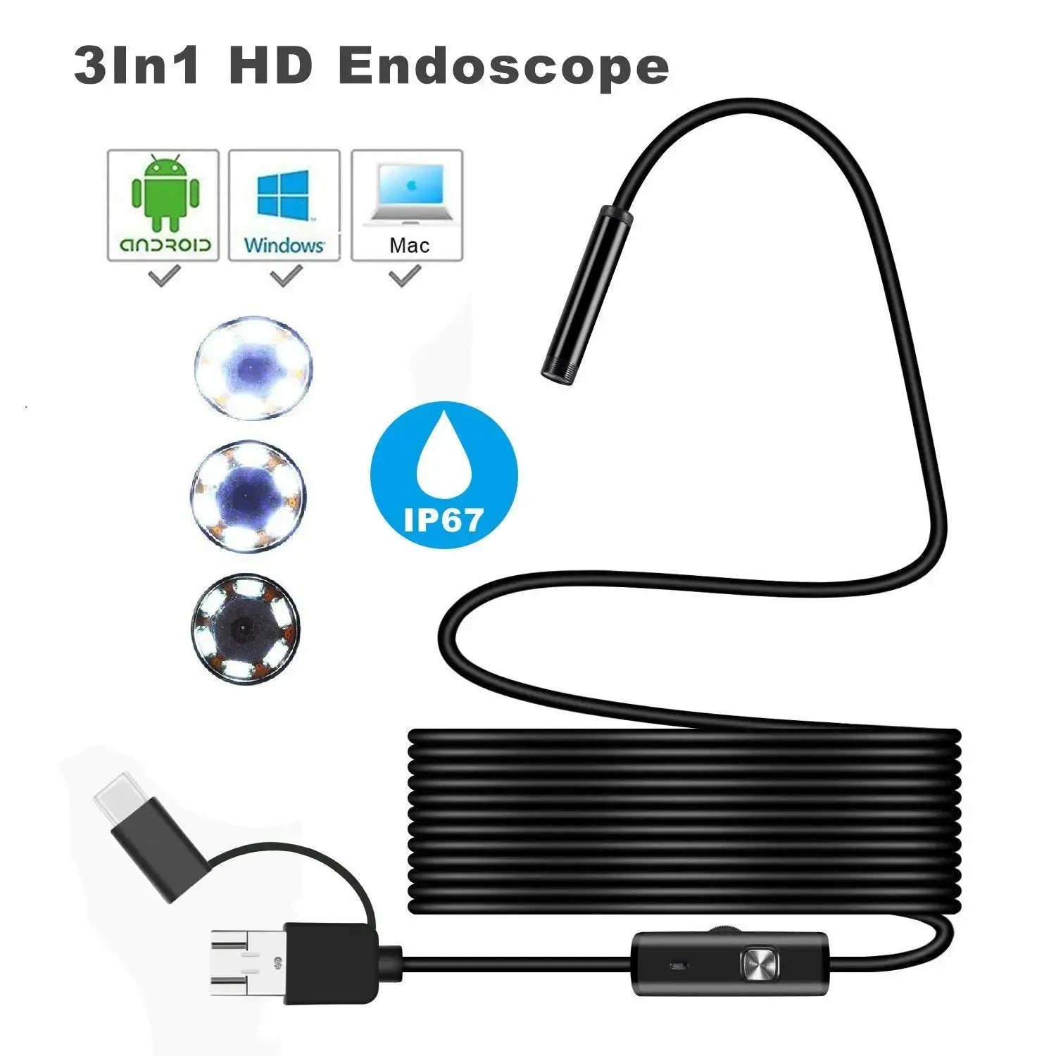 InvisiScope™ | Waterproof Endoscope Camera with LED and Flexible Cable