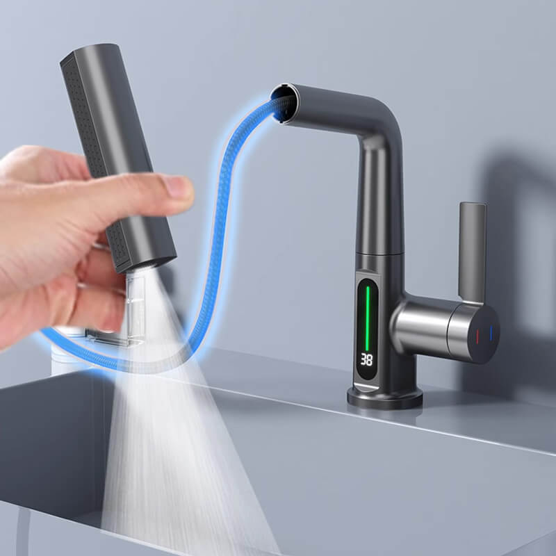 Intelligent digital display pull-out faucet