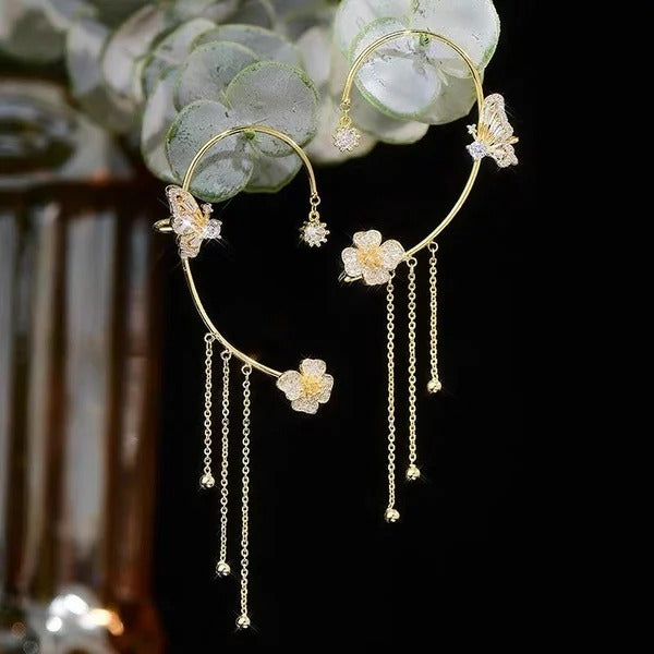 Aurelune™ — Butterfly & Flower Tassel Earrings