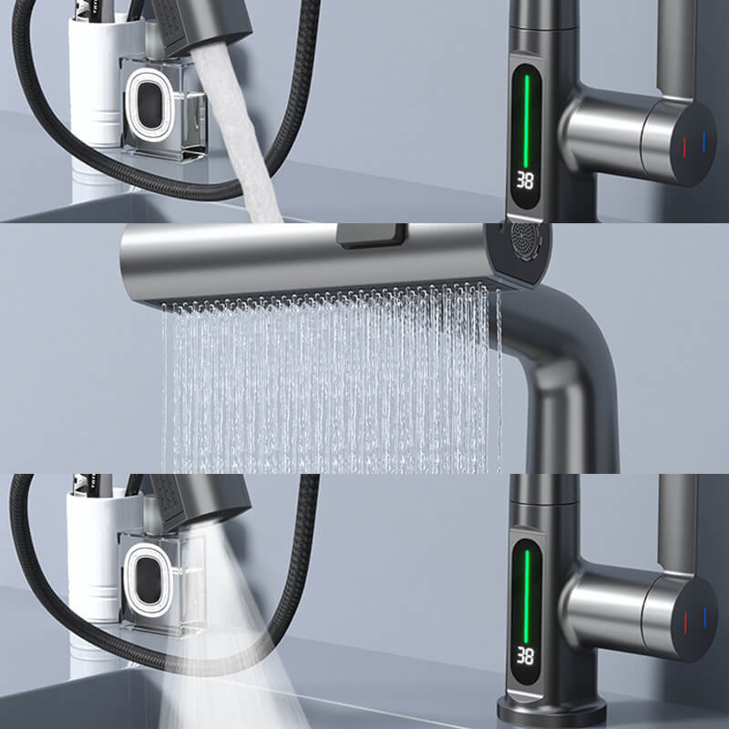 Intelligent digital display pull-out faucet