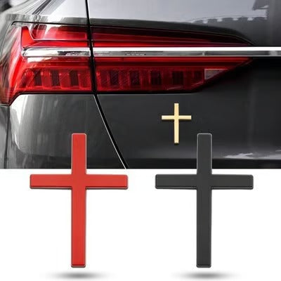 FaithMark – Metal Jesus Cross Emblem Stickers