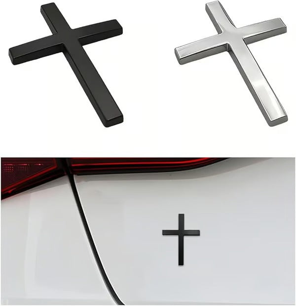 FaithMark – Metal Jesus Cross Emblem Stickers