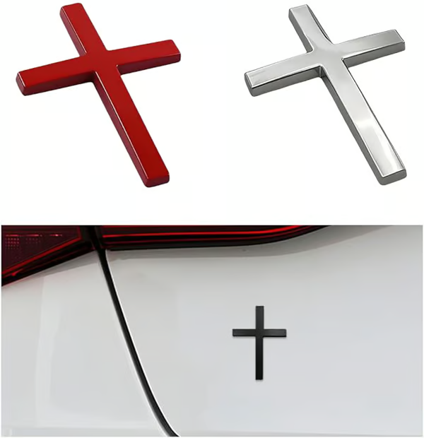 FaithMark – Metal Jesus Cross Emblem Stickers